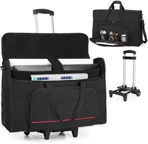 Trunab Rolling Monitor Carry Case for 24-27 Inch Monitors with Detachable Trolley, Padded Monitor Bag Hold Up to 2 LCD Screens/TVs and Accessories, Black Patented Design