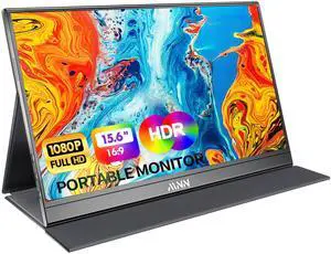 MNN Portable Monitor 15.6inch FHD 1080P USB C HDMI Gaming Ultra-Slim IPS Display w/Smart Cover & Speakers,HDR Plug&Play, External Monitor for Laptop PC Phone Mac (15.6'' 1080P)