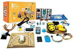 PicoBricks Raspberry Pi Pico W Starter Kit - 26 Pieces DIY Project Kit with 3 Learning Book and 25 Project Videos