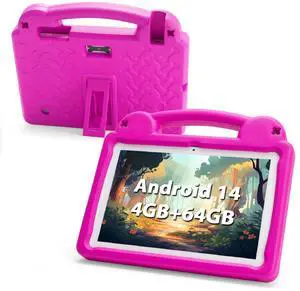Kids Tablet 10 Inch, Android Tablet for Kids with 8GB RAM 64GB ROM, 1TB Expandable, Octa-Core, 5G WiFi 6, Parental Control, HD Touchscreen, 5000mAh Battery, EVA Case, Pink