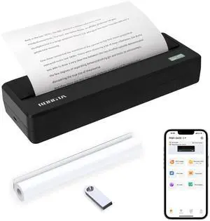 Rongta Portable Printer Wireless for Travel, 300DPI Thermal Inkless Bluetooth Mobile Printer, Support 8.5" X 11" US Letter, Compatible with Android iOS Phone & Laptops (Gray)