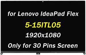 Replacement for Lenovo IdeaPad Flex 5-15ITL05 LCD Display for IdeaPad Flex 5-15 5-15ALC05 5-15IIL05 Type 82HT 82HV 81X3 5D10S39643 FHD 1920x1080 30 Pins 15.6" LCD Touch Screen Assembly with Bezel