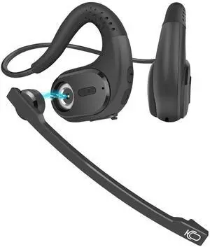 Seflorgo Trucker Bluetooth Headset, Open Ear Headphones with Detachable Noise Cancelling Mic, Wireless V5.3 Computer Headset with Boom Mic for Skype Zoom Face Time