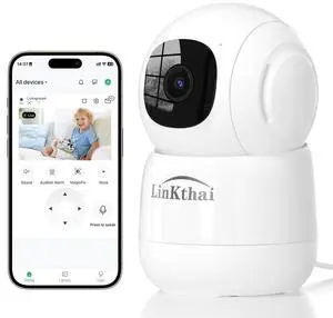 Linkthai Camera for Home Security, 4MP Pet Camera with Speaker for Dog/Cat, WiFi Camera Indoor Wireless Home Security with Phone App, Auto Tracking/Super Night Vision/2 Way Talk, Cloud/SD Card Storage