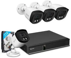 Qsee 5MP Security Camera System Wired with 110ft Color Night Vision, Human Vehicle Detection, 8CH DVR Waterproof Cameras for Outdoor 24/7 Recording, Remote Access