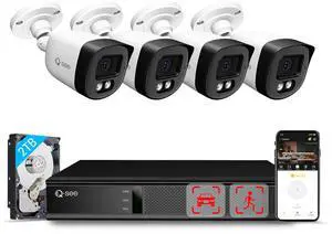 5MP Security Camera System, AI Human/Vehicle Detection, Color Night Vision, Wired 8CH NVR with 4pcs PoE IP Cameras, 24/7 Recording Surveillance for Home Security, Remote Access(Built-in 2TB HDD)