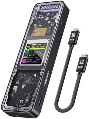 DOCKCASE Explorer Edition M.2 NVMe SSD Enclosure,Support 10s PLP Prevents Write Data Loss,USB 3.2 Gen 2 Type-C (10 Gbps), fits NVMe PCIe,Size 2230/2242/2260/2280,Support M-Key B+M Key UASP...