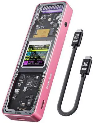 DOCKCASE Explorer Edition M.2 NVMe SSD Enclosure,Support 10s PLP Prevents Write Data Loss,USB 3.2 Gen 2 Type-C (10 Gbps), fits NVMe PCIe,Size 2230/2242/2260/2280,Support M-Key B+M Key UASP