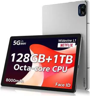 Latest Android 12 Tablet with 4G LTE Cellular,8GB RAM,128GB ROM,1TB Expand,Octa Core,10.1 Inch 1920x1200 FHD IPS Screen,8000mAh Battery,5+13MP Dual Camera,Dual Sim Card Slot,2.4/5G WiFi,Bluetooth