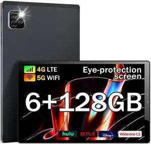 kinstone 10.3 Inch Android Tablet 6GB + 128GB + 512 Extension, Octa-Core, 4G LTE Cellular, 1920x1200 FHD, 13+5 MP Camera, 7500 mAh Battery, 5G WiFi, 2 Sim Slots, Bluetooth 5.0, GMS, GPS