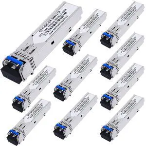 10 Pack 1.25G SFP LC Module 1000Base-LX (SMF,1310nm,20km,DDM) Single-Mode Transceiver for Cisco GLC-LH-SMD,Ubiquiti UniFi,Meraki MA-SFP-1GB-LX10,Fortinet,Mikrotik,TP-Link,Netgear,TL-SM311LS,D-Link 10 Pack 1.25G SFP LC Module 1000Base-LX (SMF,1310nm,20km,DDM) Single-Mode Transceiver for Cisco GLC-LH-SMD,Ubiquiti UniFi,Meraki MA-SFP-1GB-LX10,Fortinet,Mikrotik,TP-Link,Netgear,TL-SM311LS,D-Link