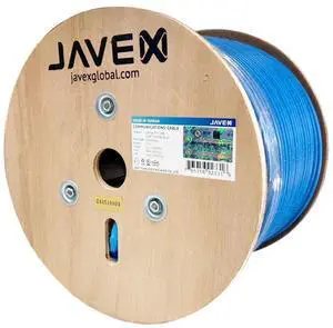 JAVEX 23AWG CAT6A Ethernet Cable Wire 100% Shielded FTP [UL CMR Riser, for PoE++] Made in Taiwan Solid Pure Copper 750MHz, ETL Listed, 500 Feet, Blue
