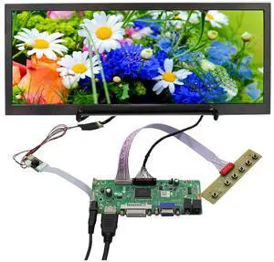 FanyiTek 10.3 inch 1920x720 850nit IPS Wide Bar LCD Screen and VGA DVI Audio LVDs Controller Board,for Sub Monitor,Car Gauge Display,