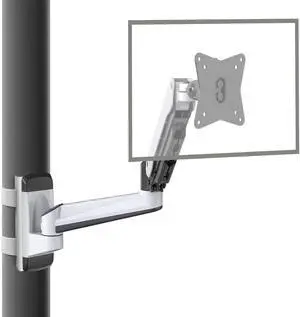 CondoMounts CLMMMAW2022 Height Adjustable Full Motion TV Pillar Mount & Vesa Monitor Mount| Ratchet Strap Warehouse Mount | Gas Spring Pole Mounting Brackets |18lbs | 32 inch TV & Monitor | White