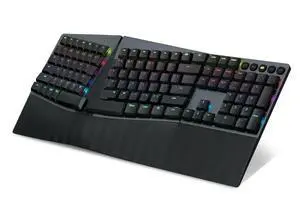 Perixx PERIBOARD-835BL Wireless Ergonomic Mechanical Keyboard - RGB Backlit - Low-Profile Blue Clicky Switches - Multi-Device Connection - Compatible with Windows and Mac OS X - US English