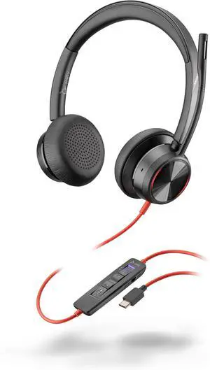 Plantronics Poly - Blackwire 8225 Wired Headset with Boom Mic Dual-Ear (Stereo) Computer Headset - USB-C to Connect to Your PC/Mac - Active Noise Canceling-Works with Teams (Certified), Zoom &More
