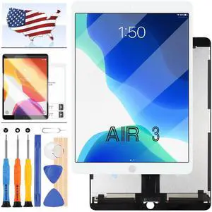 LCD Screen for iPad Air 3 Screen Replacement for iPAD Air 3rd Gen 2019 LCD Display Touch Glass Digitizer Assembly A2152 A2123 A2154 A2152 Tablet Repair Kit (No HomeButton) (White)