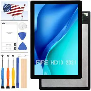 for  Fire HD 10 HD10 2021 11th Generation T76N2B Screen Replacement for  Fire HD10 Plus T76N2P LCD Display Touch Screen Digitizer Assembly Repair Parts Kit with Tools (Black)