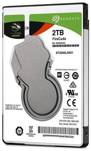 Seagate (ST2000LX001) FireCuda 2TB Solid State Hybrid Drive Performance SSHD - 2.5 Inch SATA 6Gb/s Flash Accelerated for Gaming PC Laptop