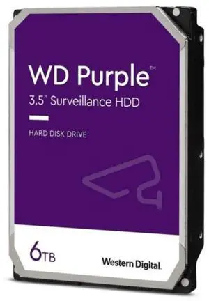 Western Digital 6TB WD Purple Surveillance Internal Hard Drive HDD - SATA 6 Gb/s, 256 MB Cache, 3.5" - WD63PURZ