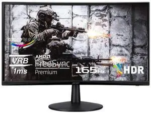 Acer Nitro ED240Q Sbiip 23.6" Full HD 1920 x 1080 VA 1500R Curved Gaming Monitor | AMD FreeSync Premium | 165Hz Refresh Rate | 1ms (VRB) | ZeroFrame Design | 1 x Display Port 1.4 & 2 x HDMI 2.0 Ports