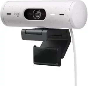 Logitech Brio 500 Full HD Webcam with Auto Light Correction,Show Mode, Dual Noise Reduction Mics, Webcam Privacy Cover, Works with Microsoft Teams, Google Meet, Zoom, USB-C Cable - Off White