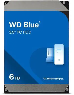 Western Digital 6TB WD Blue PC Internal Hard Drive HDD - 5400 RPM, SATA 6 Gb/s, 256 MB Cache, 3.5" - WD60EZAX