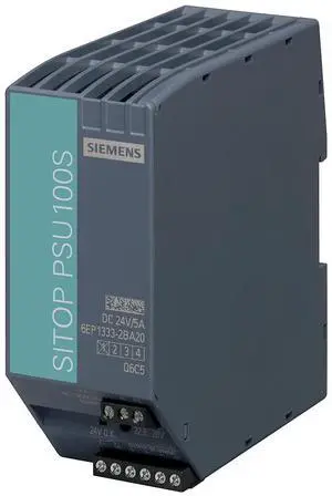 SIEMENS 6EP1333-2BA20 AC-DC CONVERTER, DIN RAIL, 1 O/P, 120W, 5A, 24V