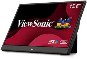 ViewSonic VA1655 15.6 Inch 1080p FHD IPS Portable Monitor with Built-in Stand, 60W USB C, Mini HDMI, Protective Case and Speakers for PC, Mac, Gaming Consoles, Phones