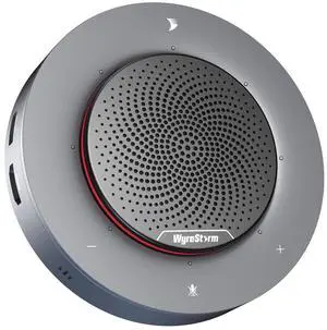 WYRESTORM Halo 90 Conference Speaker with USB-C Multi-Port Adapter Docking Supply Power to PC, 4 Noise-canceling Mics, Enhanced 360deg Voice Pickup, 4K@60Hz Video Resolution, AGC Voice Balance