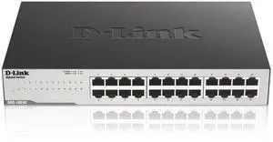 D-Link Ethernet Switch, 24 Port Gigabit Unmanaged Network Internet Hub Desktop Rackmount, Plug N Play (DGS-1024C),Black