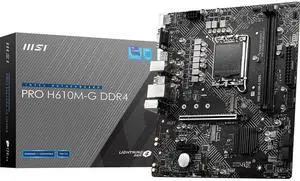 MSI PRO H610M-G DDR4 Motherboard (12th/13th/14th Gen Intel Core, LGA 1700 Socket, DDR4, PCIe 4, SATA 6Gb/s, 1Gbps LAN, M.2 Slots, USB 3.2, mATX)