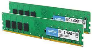 Crucial 64GB DDR4 RAM Kit (2x32GB), 3200MHz (PC4-25600) CL22 Desktop Memory, UDIMM 288-Pin, Downclockable to 2933/2666MHz, Compatible with Intel and AMD Ryzen - CT2K32G4DFD832A
