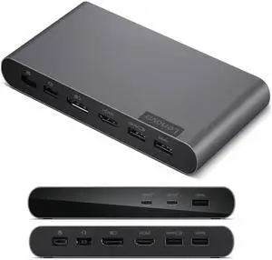 Lenovo Docking Station USB-C Universal Business Dock - Dual Display (1 DP 1.4 & 1 HDMI 2.0) - 65W Charging for Laptop (90W Power Adapter Included) - 3X USB-A & 2X USB-C Ports - Windows Compatible