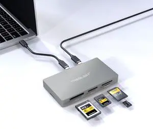 Multifunction Card Reader for CFexpress Type B, CFexpress Type A, SDXC UHS-II, microSD/SD Cards and Built-in M.2 NVMe SSD Enclosure One Slot(Up to 10Gbps)