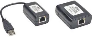 TRIPP LITE B203-101-PNP 1-Port USB 2.0 over Cat5 Cat6 Extender Hub Transmitter and Receiver,Black