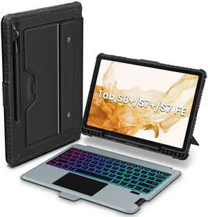 Nillkin Galaxy Tab S8 Plus S7 Fe S7 Plus S7+ S8+ 5G Backlit Detachable Keyboard Case with Kickstand, Trackpad, S Pen Holder 12.4'' (Blacklit Version)
