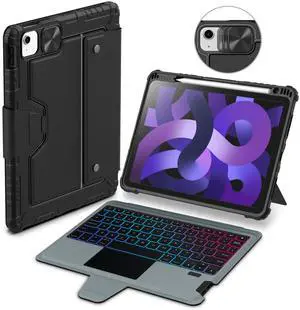 Nillkin iPad Air 5th Generation Case with Keyboard Backlight, Detachable Kickstand,Pencil Holder, Trackpad, Backlit Laptop-Style Key for iPad Air 4 /Pro 11 2021/2020/2022 (Black)