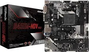 B450M-HDV R4.0 AMD B450 AM4 Socket Ryzen 2000 - 5000 Processors DDR4 3200 64GB HDMI DVI-D D-Sub Motherboard SATA 6Gb/s Micro ATX M.2