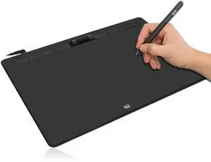 Adesso Large Graphics Drawing Tablet Pad 12 x 7 Inch 8192 Levels Battery-Free Pen, 8 Customizable Keys with Scroll Wheels, Compatible with PC/Mac/Android OS for Painting, Design & Online Teaching
