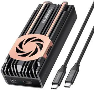 GRAUGEAR 40Gbps M.2 NVMe SSD Enclosure, USB4 NVMe SSD Enclosure with Cooling Fan and Dual-Pipe Heatsink Aluminum, Thunderbolt 4/3, ASM2464PD Chip