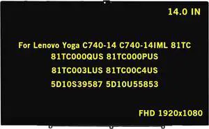 GBOLE 14" Replacement for Lenovo Yoga C740-14 C740-14IML 81TC 81TC000QUS 81TC000PUS 81TC003LUS 81TC00C4US 5D10S39587 5D10U55853 FHD 1920x1080 IPS Touch LCD Screen LED Display Assembly w/Bezel