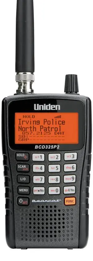 Uniden BCD325P2 Handheld TrunkTracker V Scanner. 25,000 Dynamically Allocated Channels. Close Call RF Capture Technology. Location-Based Scanning and S.A.M.E. Weather Alert. Compact Size.