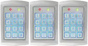 Seco-Larm SK-1323-SDQ Pack of 3 Enforcer Sealed Housing Weatherproof Stand-Alone Digital Access Keypads; 12-24 VAC/VDC Operation; 2 Multi-Colored Status LEDs; Backlit Keys