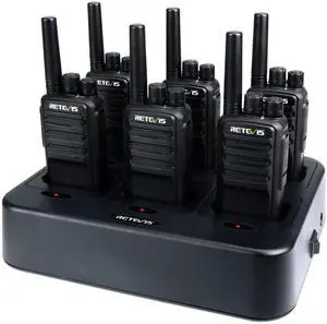 Retevis NR10 Walkie Talkie Long Range,Noise Canceling Portable FRS Two-Way Radios,with 6 Way Multi Gang Charger,VOX Handsfree,Heavy Duty 2 Way Radio 6 Pack for Daycare Workshop Sawmill Animal Hospital