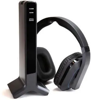 Emerson EE-9000 Wireless TV Headset with 2.4GHz RF Transmission, Rechargeable Battery, Volume Control, and Noise Reduction - Clear, Private Audio for TV, Movies, and Gaming at Home