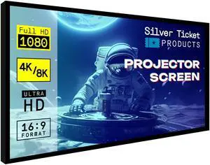 Silver Ticket Products STR Series 6 Piece Home Theater Fixed Frame 4K / 8K Ultra HD, HDTV, HDR & Active 3D Movie Projection Screen, 16:9 Format, 92" Diagonal, Grey Material STR-16992-G