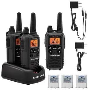 Midland LXT633VP3 FRS Walkie Talkies - Long Range 36-Channel Two-Way Radios, NOAA Weather Alerts (3-Pack, Black)