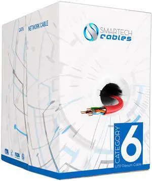 Smartech Cables CAT6 Plenum Cable 1000ft (CMP) | Bulk Ethernet Cable 1000ft | 23 AWG, 550MHz 4Pair UTP 1GB Internet Cable | Quality Tested Ideal for Networking & Stable Performance (Red)