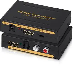avedio links 4K@60Hz HDMI Audio Extractor Converter, HDMI Video Audio Splitter Embedder Adapter + (SPDIF + L/R Stereo), Compatible with Fire Stick, Xbox, Support 3D, HDCP 2.2, HDMI2.0,18Gpbs (4K 60Hz)